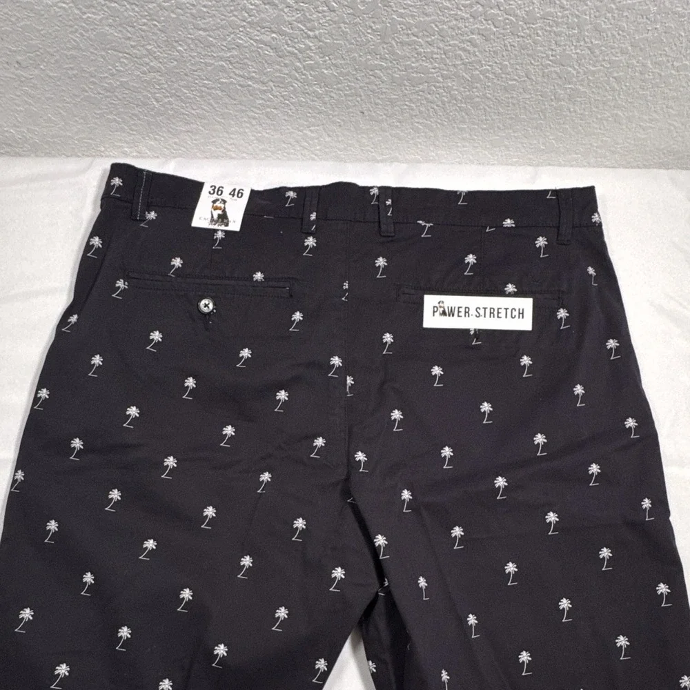 Cactus Man Ricky Singh Navy Palm Tree Print Stretch Chino Shorts Pockets